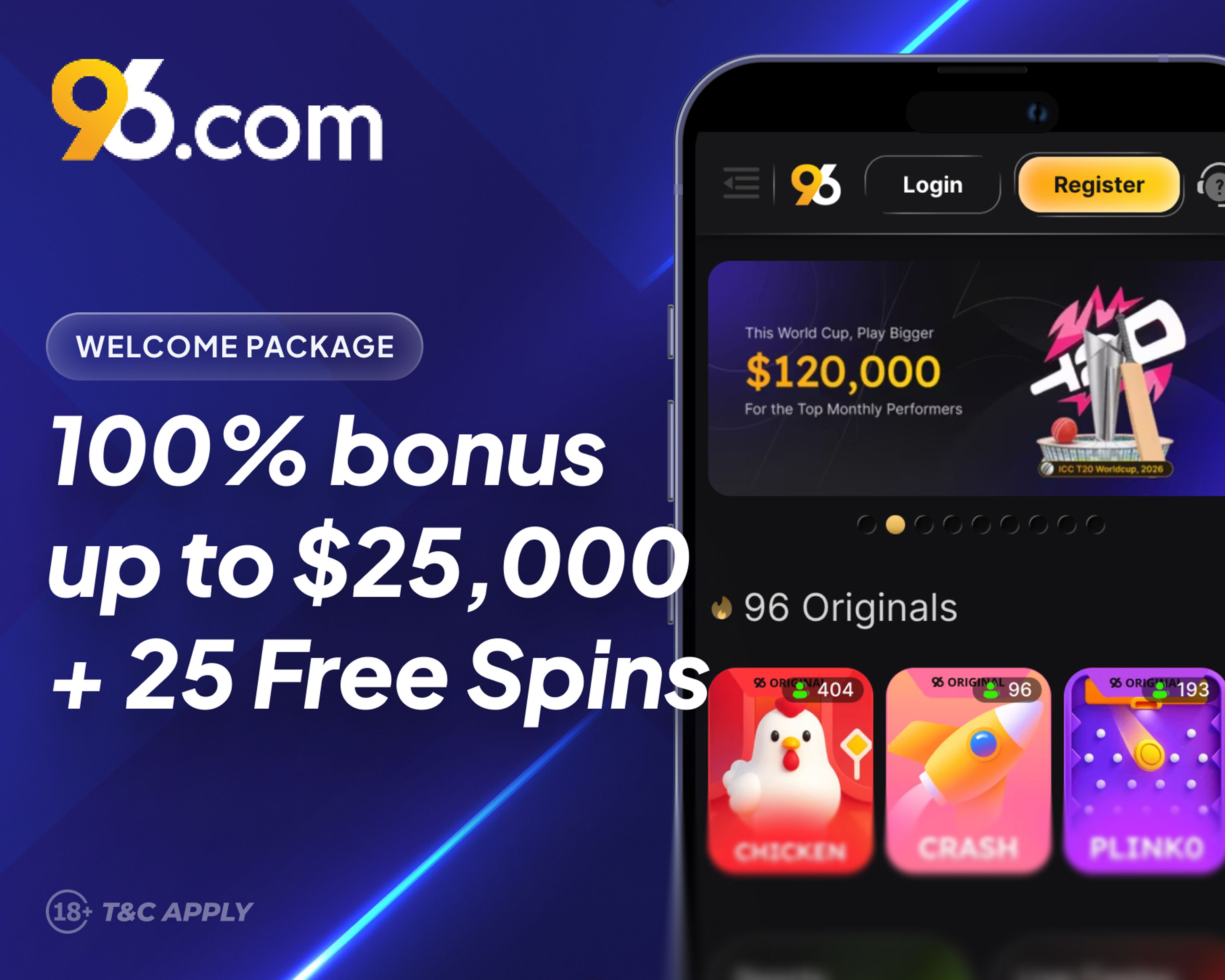 96.com casino welcome offer